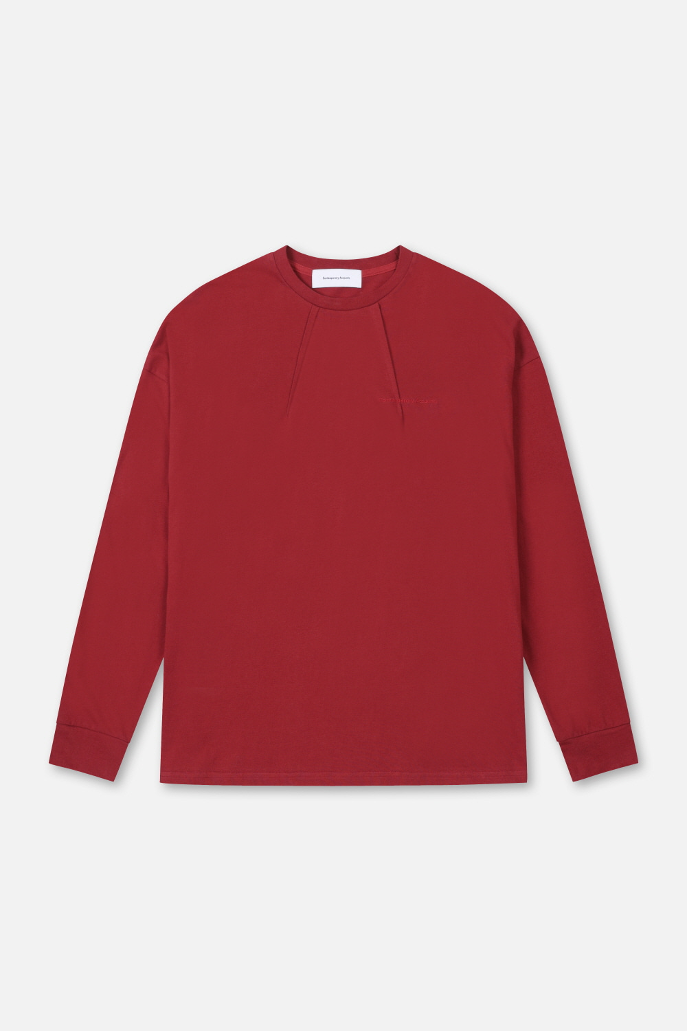 EMBROIDERY DETAIL LONG SLEEVE T-SHIRT (BURGUNDY)